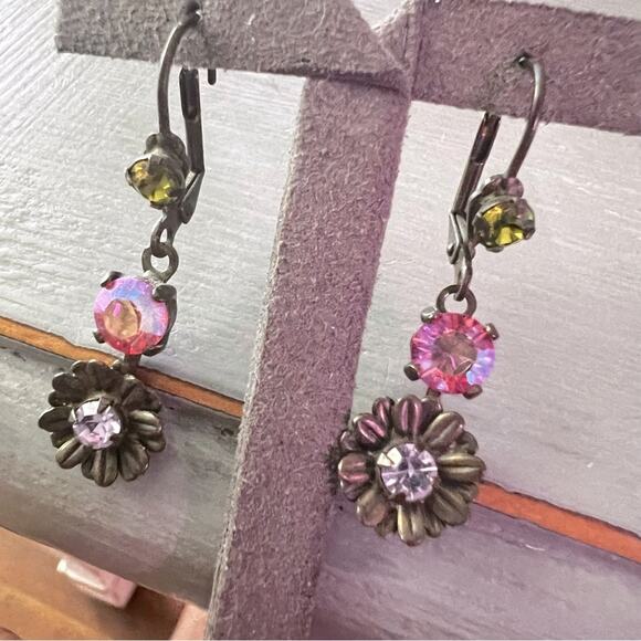 Sorrelli Crystal Drop Flower Earrings - Picture 1 of 9